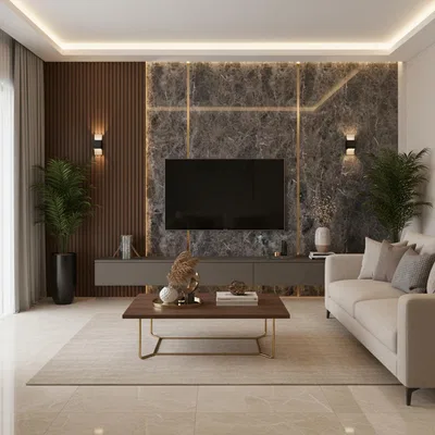 Product Mockup of Laminate showing in Stylish TV Units