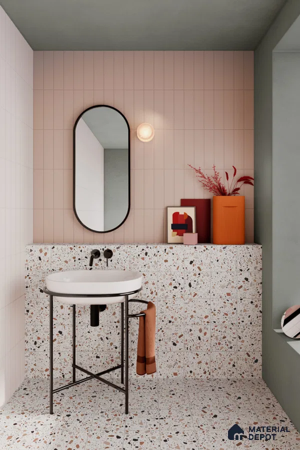 Stylish Vanity Corner with Oval Mirror | Material Depot