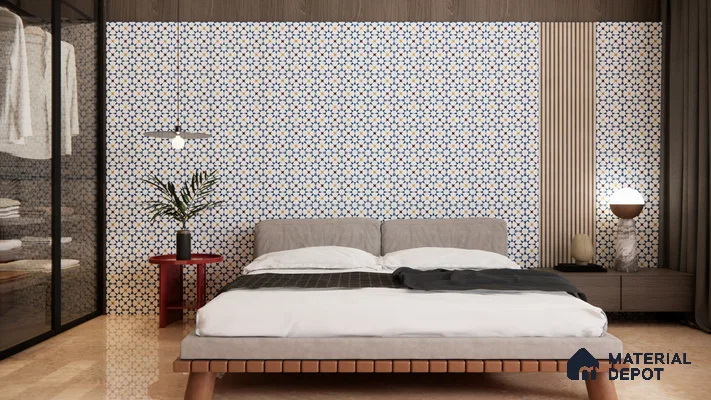Moroccan Wall & Floor Tile TL 06672 Cavan 1 ft x 1 ft Multi Colour Ceramic Glue Matte Finish Tile - 9 mm | Ideal for Living Room, Bathroom, Kitchen | Please Expect a Slight Variation of Pattern
