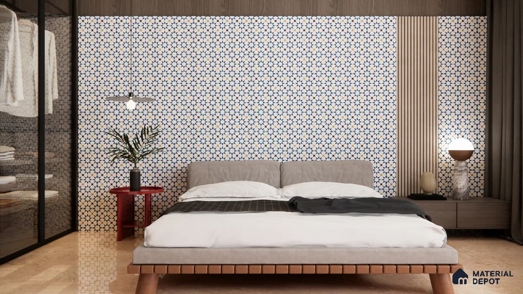 Moroccan Wall & Floor Tile TL 06672 Cavan 1 ft x 1 ft Multi Colour Ceramic Glue Matte Finish Tile - 9 mm | Ideal for Living Room, Bathroom, Kitchen | Please Expect a Slight Variation of Pattern
