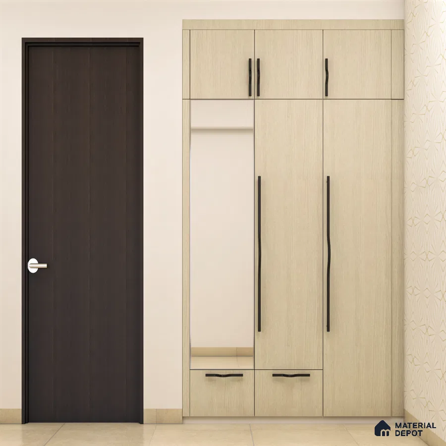 Beige Textured Wooden Wardrobe Elegance