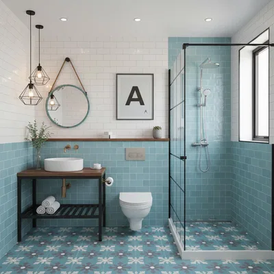 Closeup application image of Subway themed Bathroom