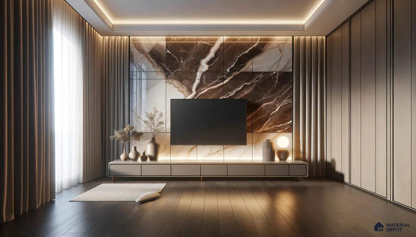 Sumptuous Modern Lounge with Striking Marble and Subdued Lighting | Material Depot