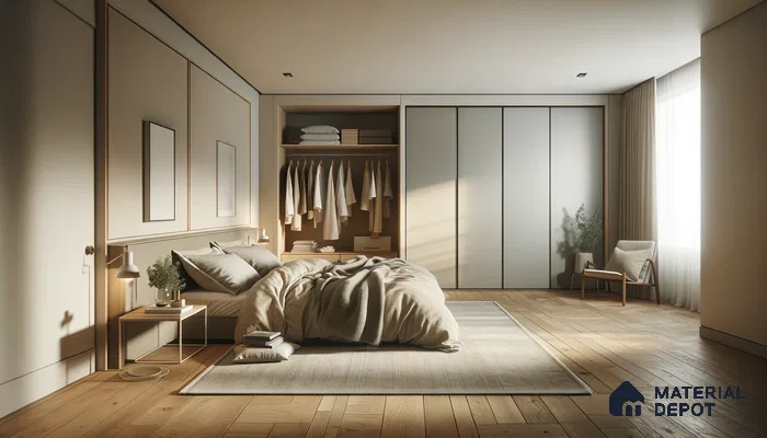 Sun-Kissed Minimalist Bedroom with Natural Textures of Well Brushed Laminates | Material Depot