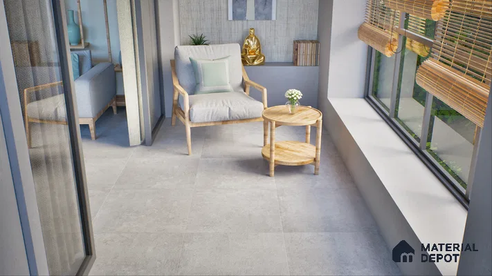 Sunlit Corner Retreat with Rustic Grey Tiles | Material Depot