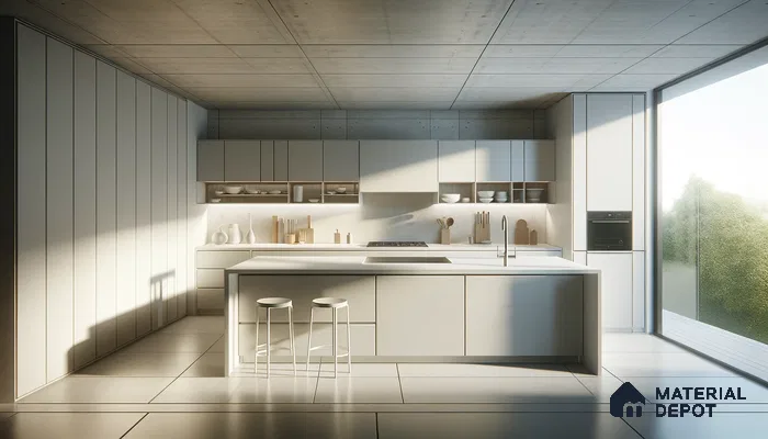 Sunlit Minimalist Kitchen with Subtle Textural Contrast | Material Depot