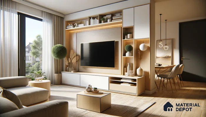 Sunlit Modern Living with Warm Wood Tones and Textural Accents | Material Depot