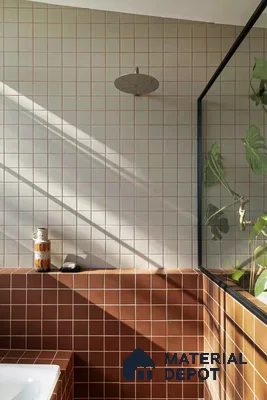 Sunlit Simplicity: Stylish Bathroom with Contrasting Tiles | Material Depot