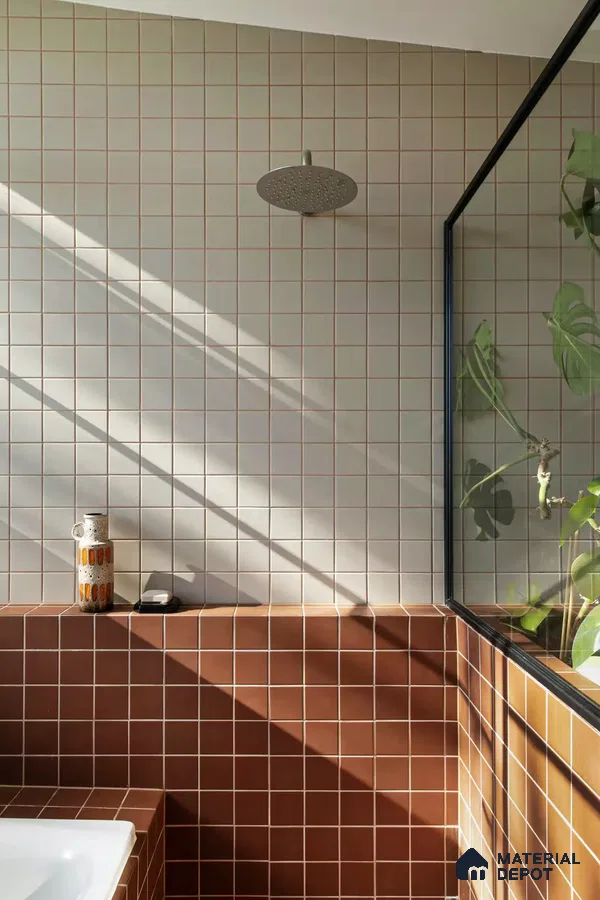 Sunlit Simplicity: Stylish Bathroom with Contrasting Tiles | Material Depot