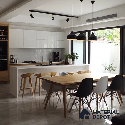 Sunlit Spaces: Bright and Airy Kitchen with Sleek Design and Optimal Natural Lighting | Material Depot