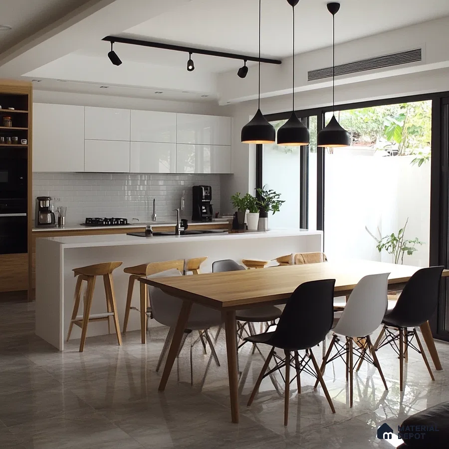 Sunlit Spaces: Bright and Airy Kitchen with Sleek Design and Optimal Natural Lighting | Material Depot