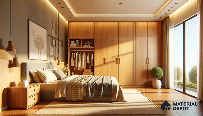Sunlit Traditional Bedroom with Timeless Wood Laminates and Nature-Inspired Accents | Material Depot