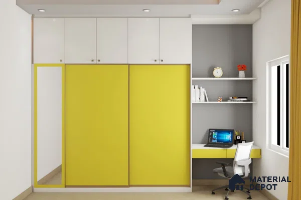Modern Yellow Sliding Door Wardrobe