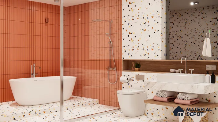 Terracotta & Terrazzo Harmony for a Warm, Joyful Bathroom | Material Depot