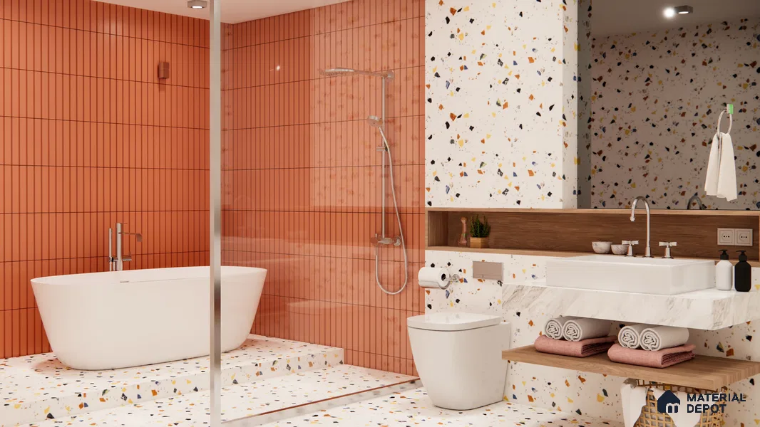 TL 01103 Vibrant Terrazo Carving Matte Finish 600 x 1200 mm Vitrified Wall & Floor Tile - 9 mm