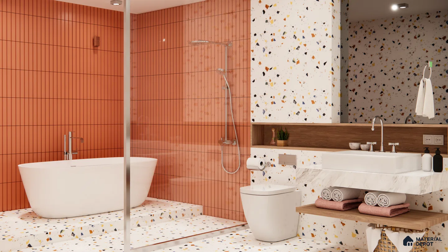Terracotta & Terrazzo Harmony for a Warm, Joyful Bathroom | Material Depot