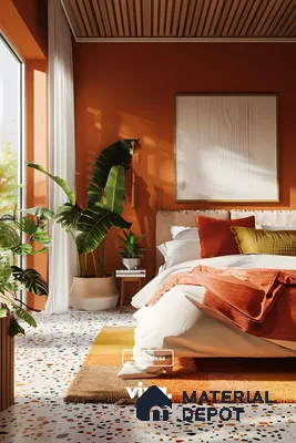 Terracotta Bliss with Terrazzo Charm in Bedroom Design | Material Depot