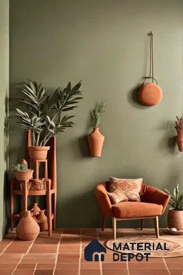 Sage Green and TerracottaThemed Living Room Design | Material Depot