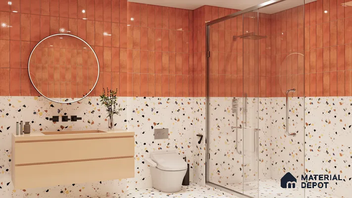 Terracotta Glaze & Terrazzo Charm for a Refreshing Bathroom Retreat | Material Depot