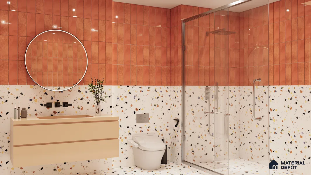 TL 01103 Vibrant Terrazo Carving Matte Finish 600 x 1200 mm Vitrified Wall & Floor Tile - 9 mm
