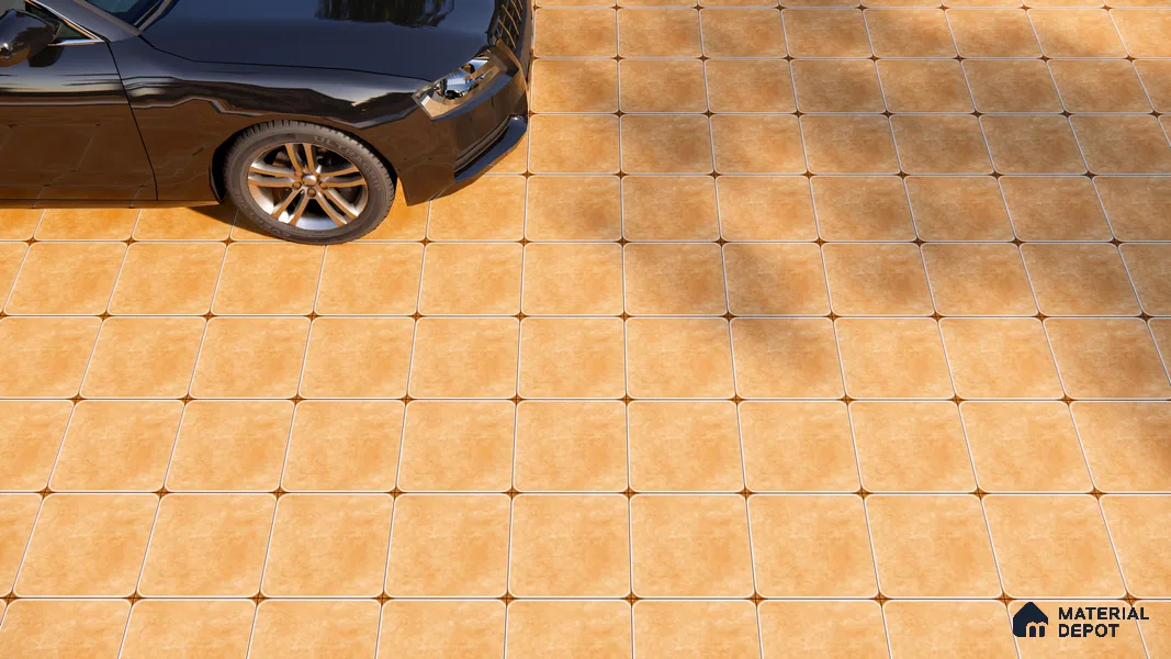 Budget Friendly Plain Look Value for Money Parking Brown Floor Tile 16 x 16 inch | TL 00600 | Vitrified Matte Finish Tile - 12 mm | Suitable For Parking, Bathroom, Balcony & Terrace | Pattern Alignment May Vary | 2-3 mm Spacer is Mandatory