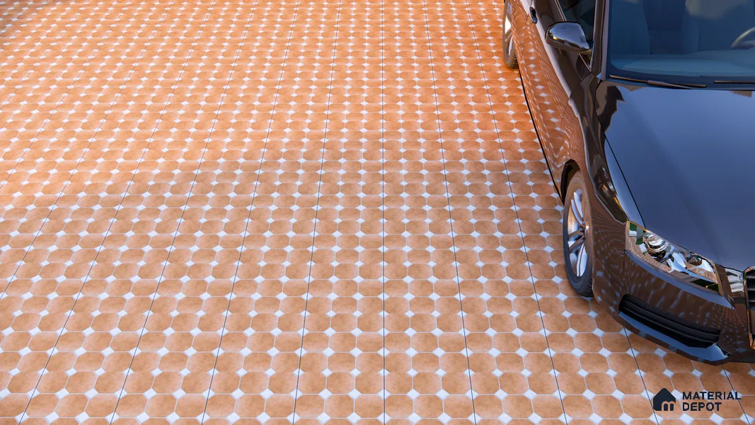 Budget Friendly Hexagonal Look Value for Money Parking Rosy Brown Floor Tile 16 x 16 inch | TL 00599 | Vitrified Matte Finish Tile - 12 mm | Suitable For Parking, Bathroom, Balcony & Terrace | Pattern Alignment May Vary | 2-3 mm Spacer is Mandatory