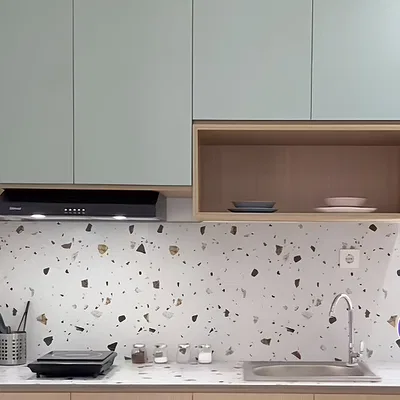Closeup application image of Retro Terrazzo Tiles