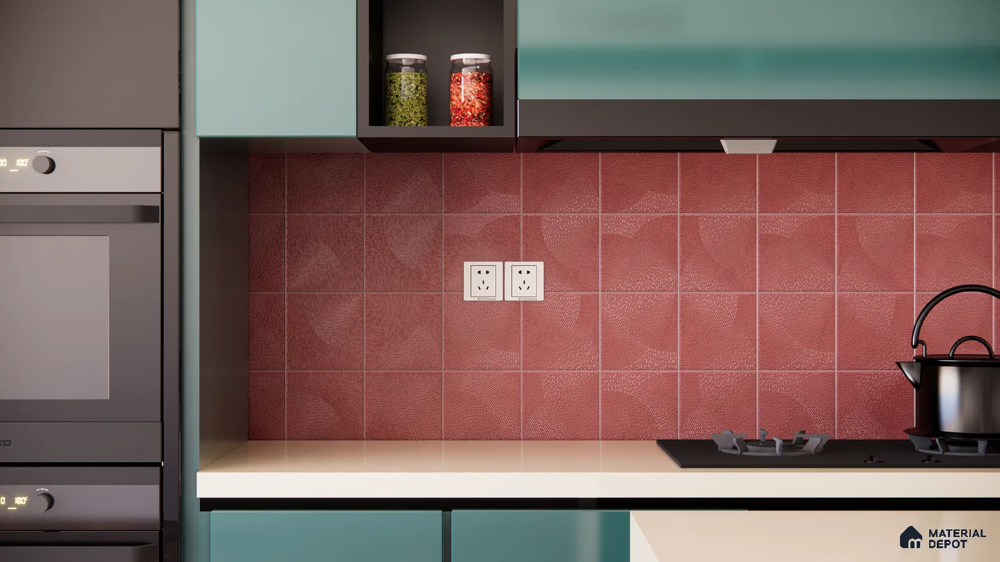 Textured Red Ceramic Tiles for a Bold Kitchen Backsplash | Material Depot