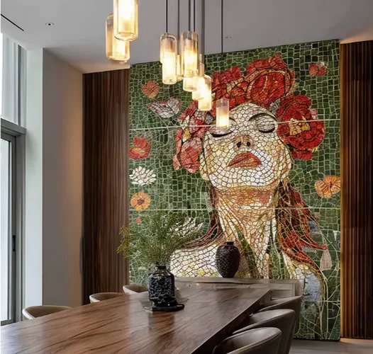 Highlighter Tiles in a Dining Room Wall