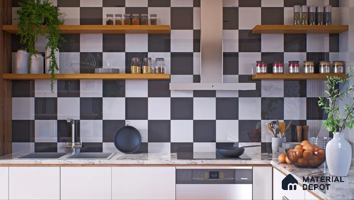 Subway Wall Tile TL 00055 C 4 x 4 inch Black Plain Glossy Finish Ceramic Wall Tile - 5.8 mm | Suitable For Restaurant, Bathroom, Kitchen