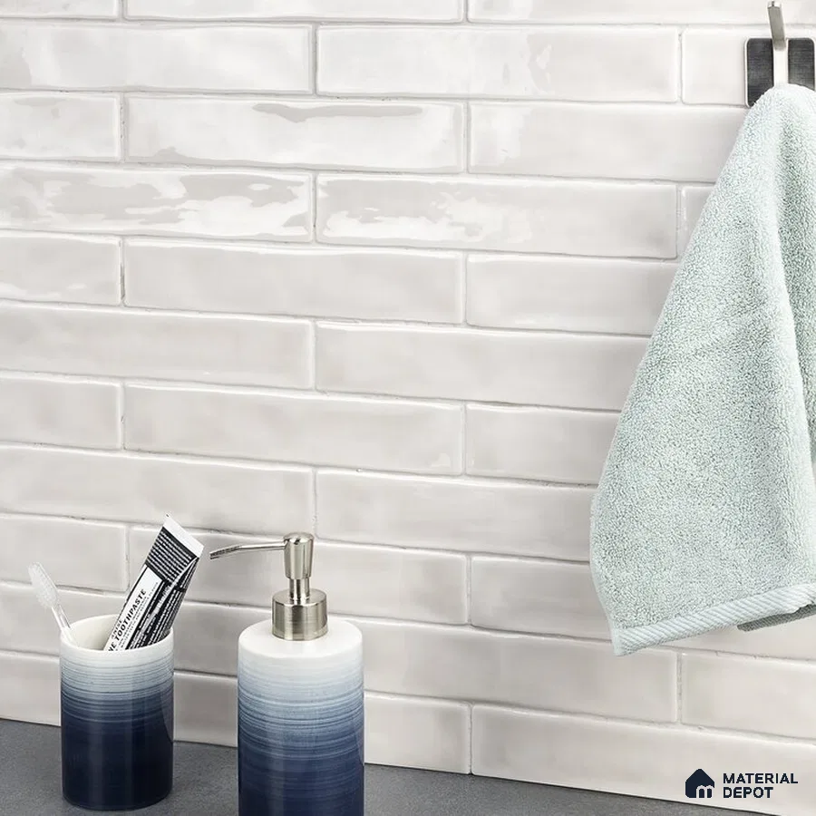 Timeless Contrast White Textured Walls with Sleek Black Countertop | Material Depot