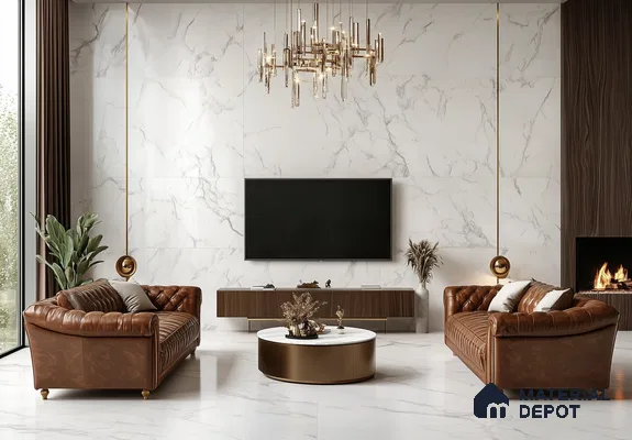 Timeless Elegance: A Classic Living Room with Marble Accents | Material Depot