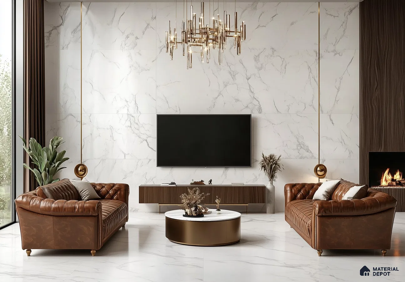 Timeless Elegance: A Classic Living Room with Marble Accents | Material Depot