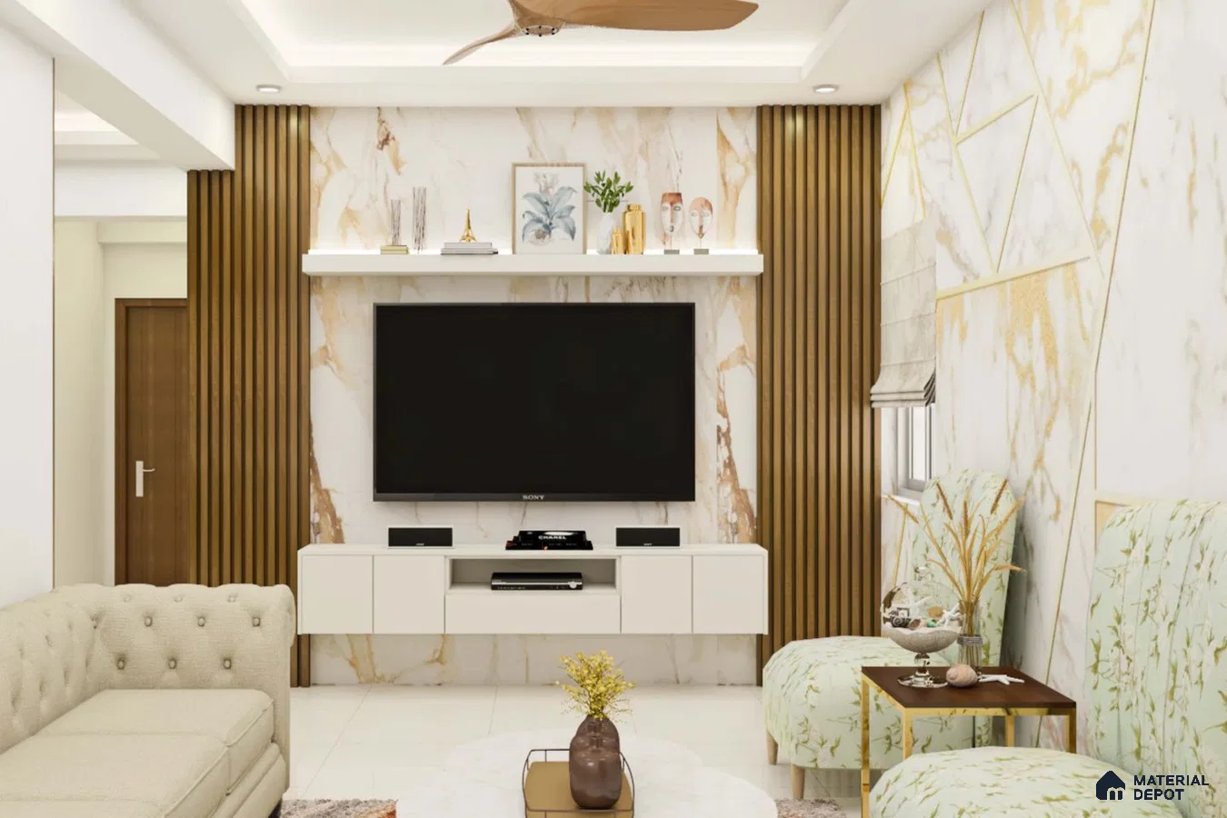 Classic TV Unit with Floating Storage.