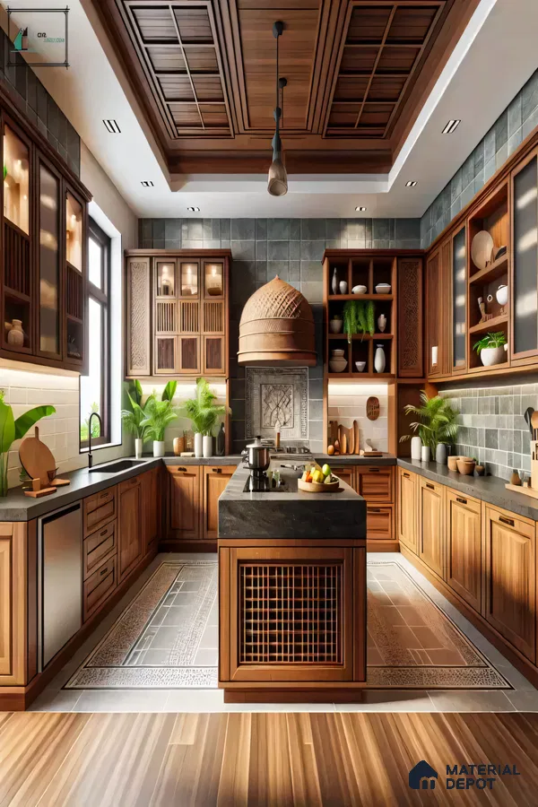 Timeless Elegance: Traditional Kitchen with Ornate Woodwork | Material Depot