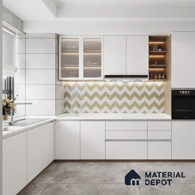 Timeless Elegance White and Beige Harmony in Kitchen | Material Depot