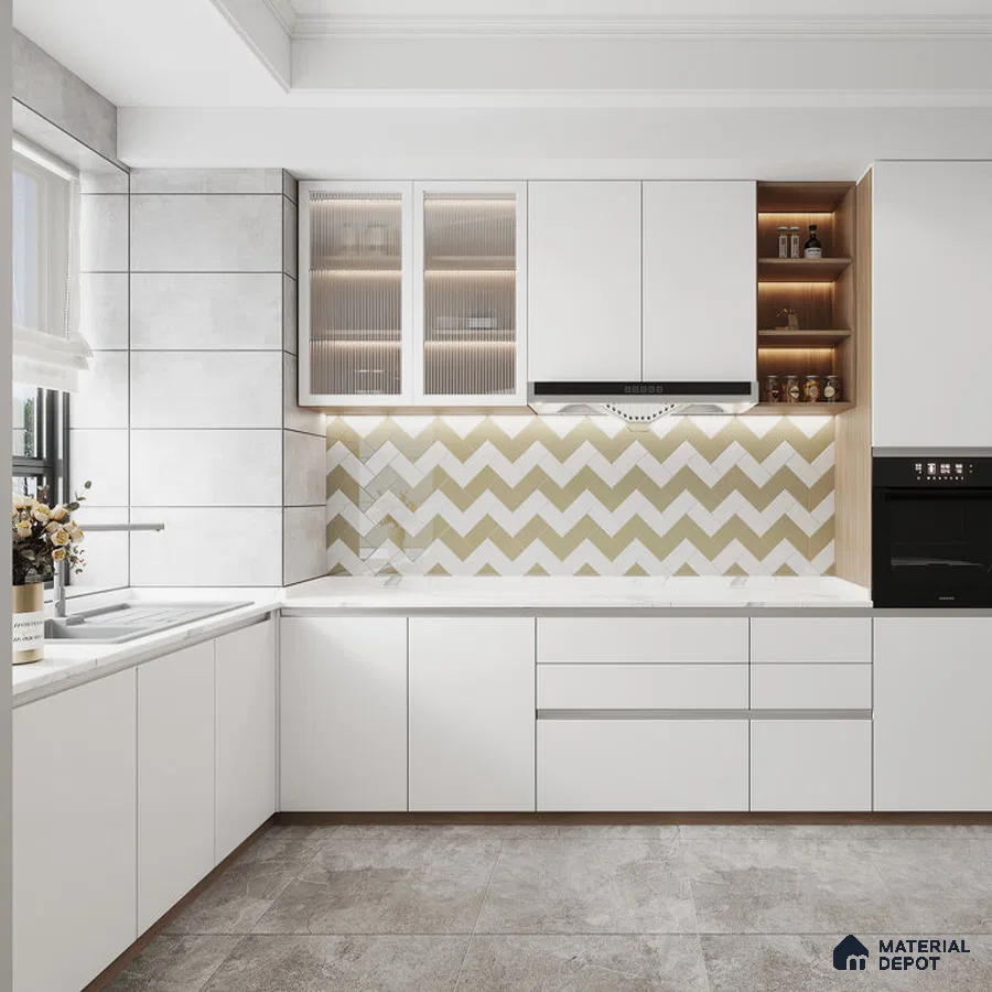 Timeless Elegance White and Beige Harmony in Kitchen | Material Depot