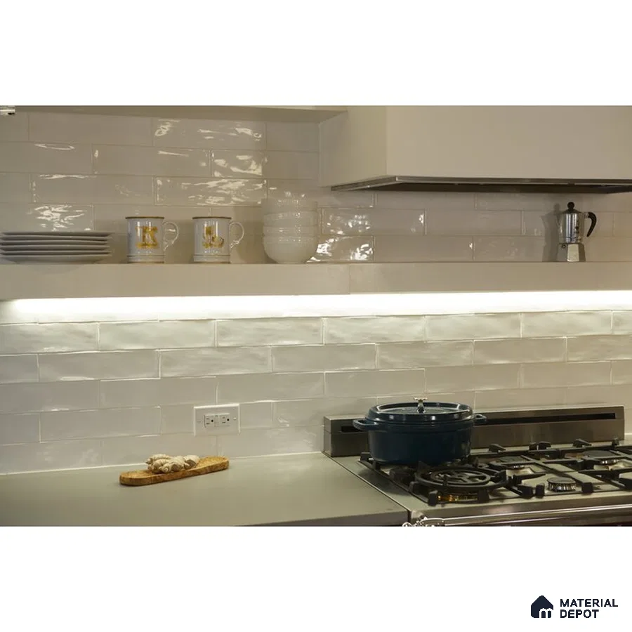 Timeless Simplicity Beige Countertop with Extended White Rack | Material Depot
