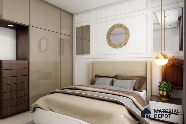Cozy Master Bedroom: Timeless Elegance and Space Efficiency