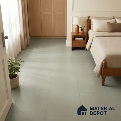 Modern Bedroom with Sage Green Matte Floor Tile