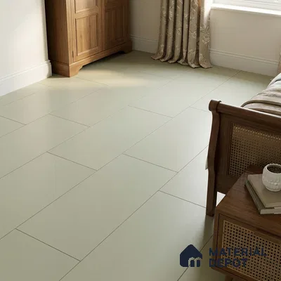 Traditional Bedroom with Pale Sage Green Matte Floor Tile
