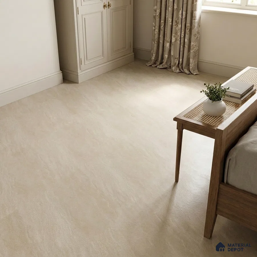 Modern Bedroom with Cream Sandstone-Look Matte Floor Tile