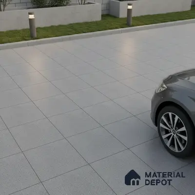 Modern parking area with light grey anti-skid outdoor floor tiles
