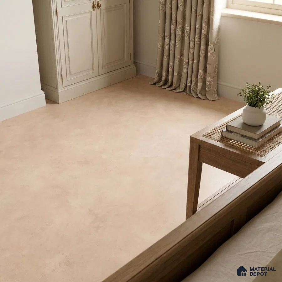 Traditional Bedroom with Blush Beige Plaster-Look Floor Tile