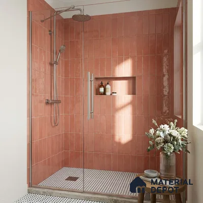 Modern Bathroom with Terracotta Subway Tile Shower