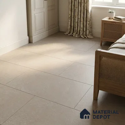 Traditional Bedroom with Beige Cement-Look Matte Floor Tile