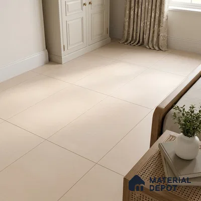 Minimalist Bedroom with Cream Beige Matte Floor Tile