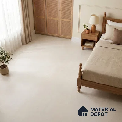 Scandinavian Bedroom with Ivory Cement-Look Matte Floor Tile