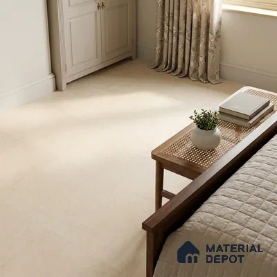 Traditional Bedroom with Ivory Cement-Look Matte Floor Tile
