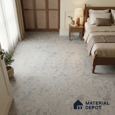 Traditional Bedroom with Grey Terrazzo Floor Tile